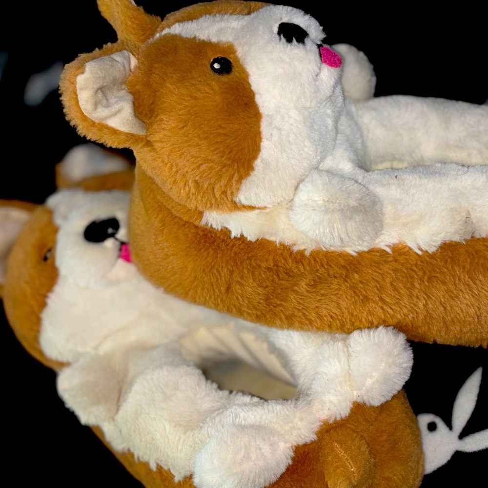 Cozy Corgi Plush Women's Flats